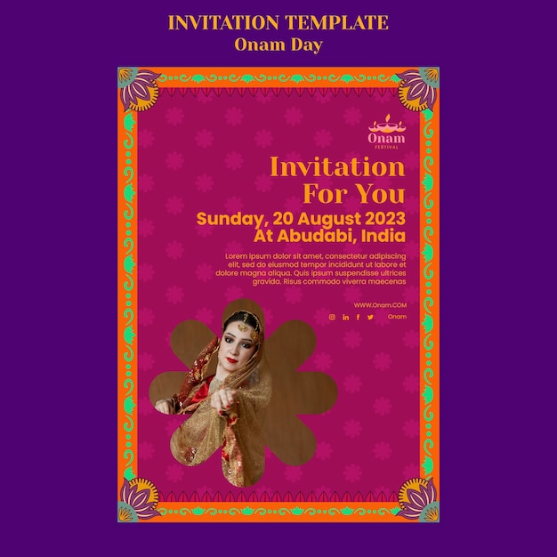 Invitation template for onam festival celebration