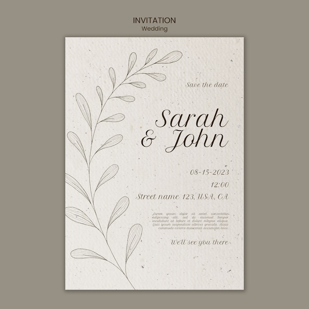 PSD invitation template for wedding celebration