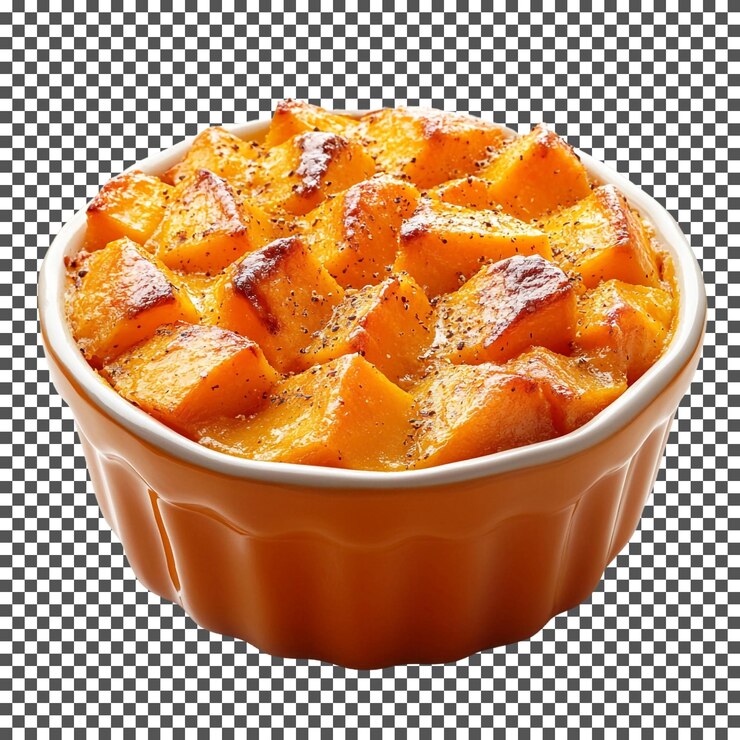 PSD inviting sweet potato casserole isolated on transparent background
