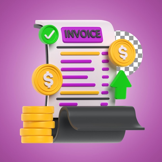 PSD invoice in 3d illustration