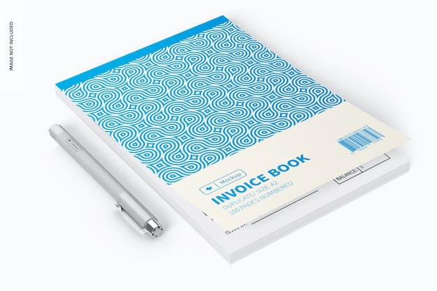 Invoice book mockup, left view