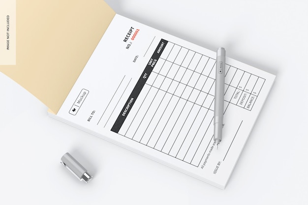 Invoice book mockup, opened