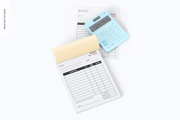 PSD invoice book mockup, top view