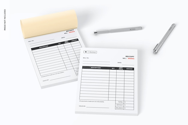 Invoice books mockup, perspective