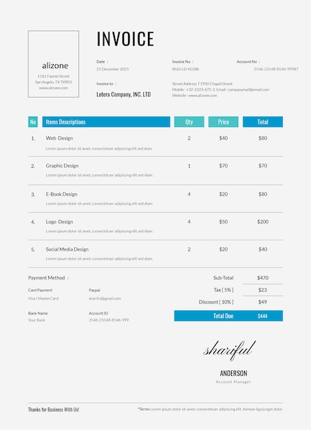 청구서 디자인 PSD