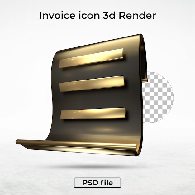 PSD invoice icon gold 3d render