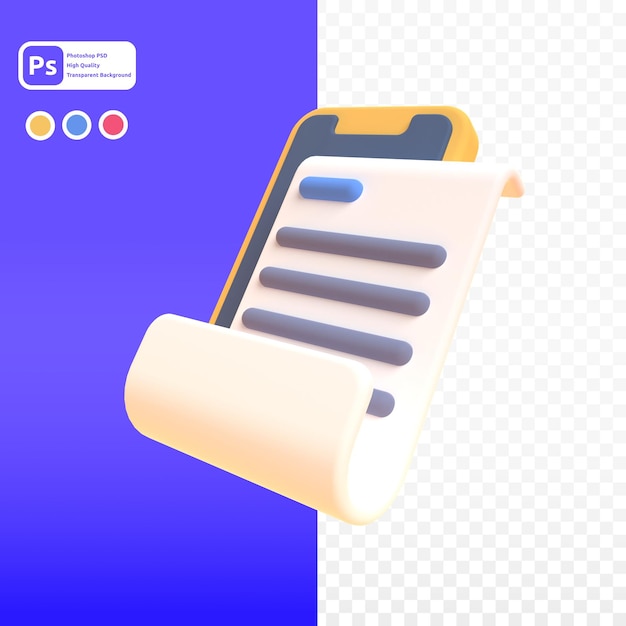 invoice in 3d render for graphic asset web presentation or other