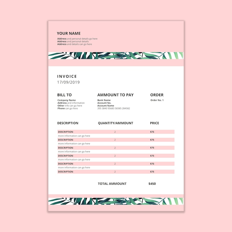 PSD invoice mockup