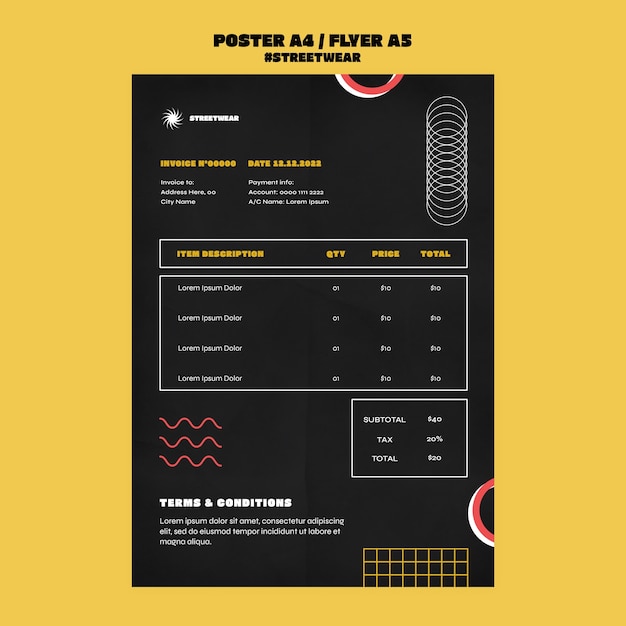 PSD ストリート ファッション ショッピングの請求書テンプレート