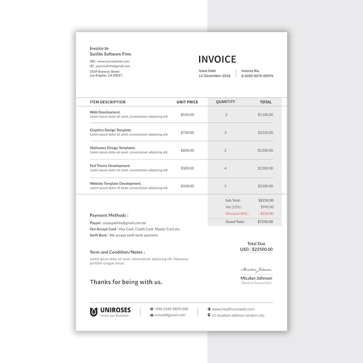 PSD invoice template