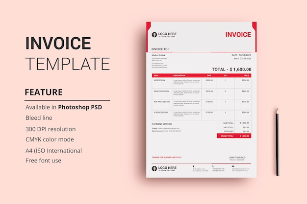 PSD invoice template