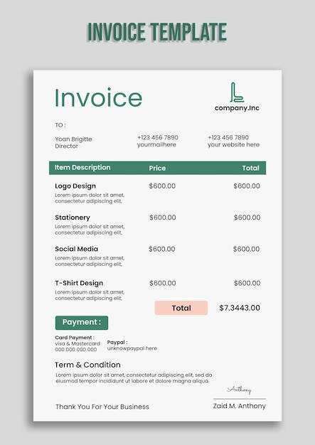 PSD invoice template