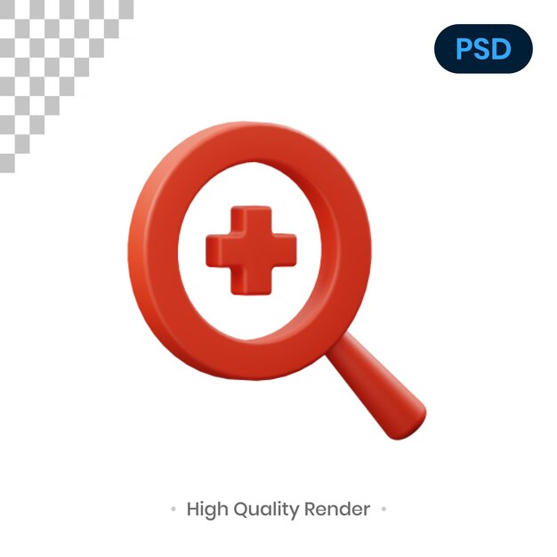 Inzoomen 3D Render Illustratie Premium Psd