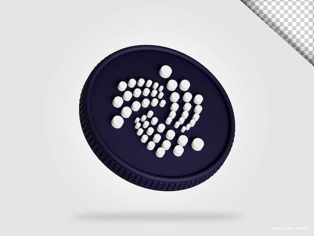 Iota miota cryptocurrency munt 3d-rendering geïsoleerd