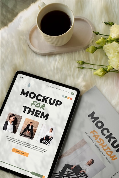 Ipad and magazine mockup design