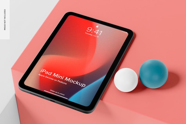 iPad Mini с макетом подиума, перспектива
