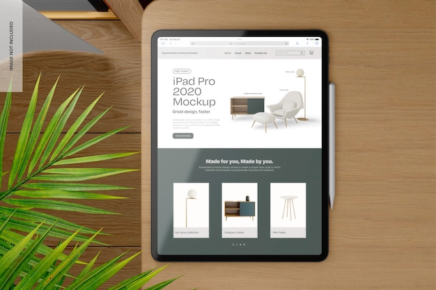 PSD ipad pro 2020 in home scenario mockup top view