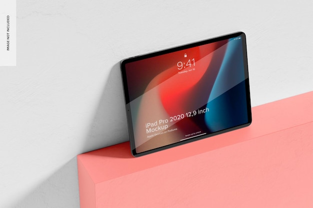 PSD ipad pro 2020 mockup, high angle view