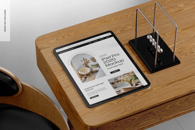 PSD ipad pro 2020 in office scenario mockup left view