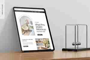 PSD ipad pro 2020 in office scenario mockup right view