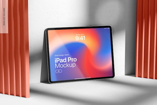 Ipad pro on aesthetic background mockup perspective