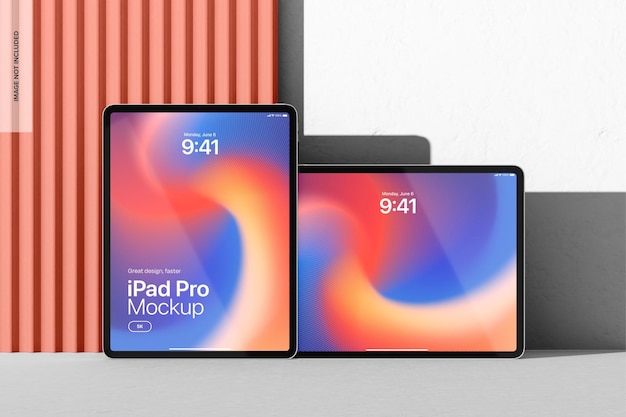 Ipad pro on aesthetic background mockup