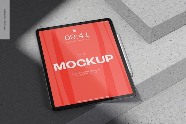 Ipad on urban background mockup