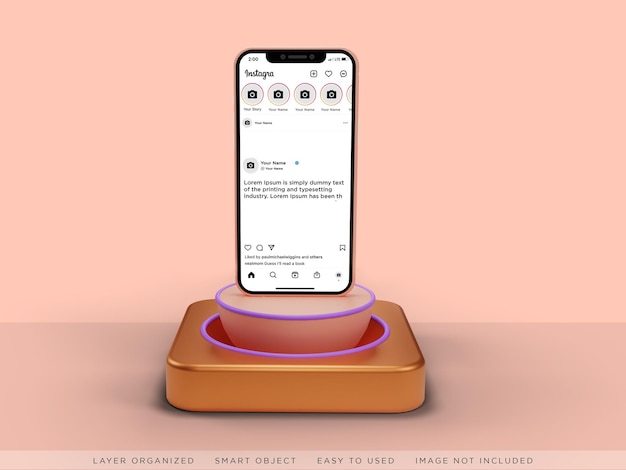 Iphone 12 mockup instagram screen premium psd
