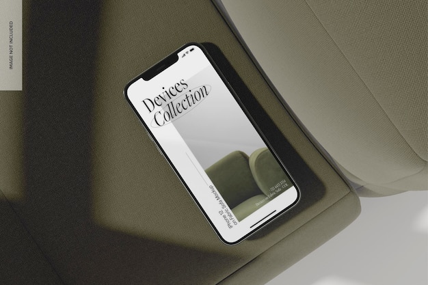 iPhone 12 on Sofa Mockup, Top View