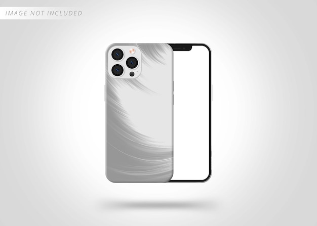 iphone 13 pro max phone case mockup front and back with white screen