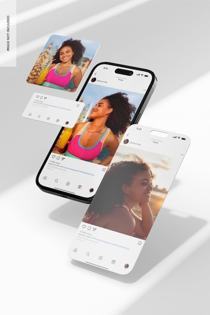 Мокет интерфейса iPhone 14 Instagram с точки зрения 02
