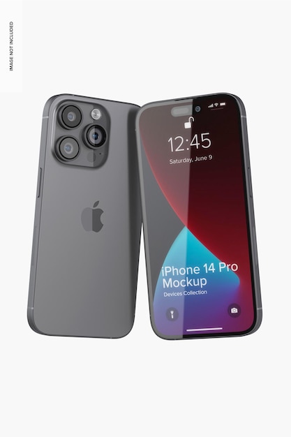 PSD Макет iphone 14 pro, вид спереди и сзади