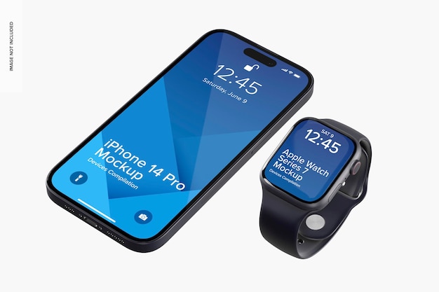 Iphone 14 Pro Z Makietą Apple Watch Series 7, Perspektywa