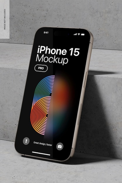 PSD iphone 15 pro on concrete mockup