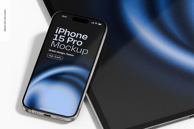 PSD iphone 15 pro and ipad pro mockup