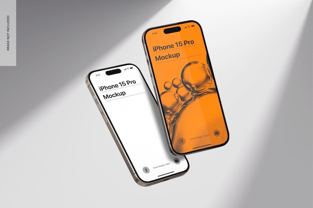 iPhone 15 Pro ソフトオーバーレイ モックアップ フローティング