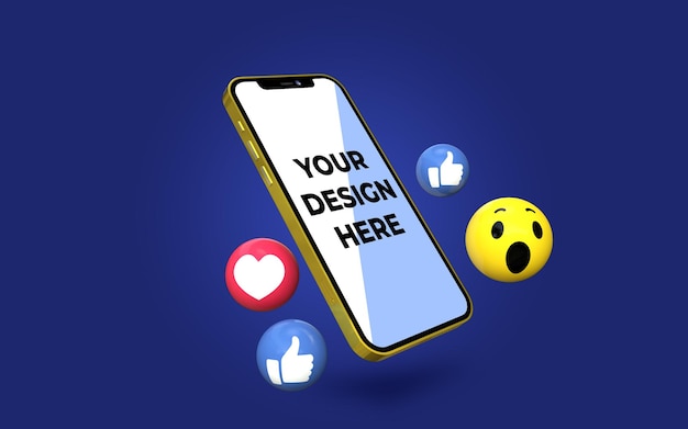 Iphone mockup met emoji en social media iconen xi