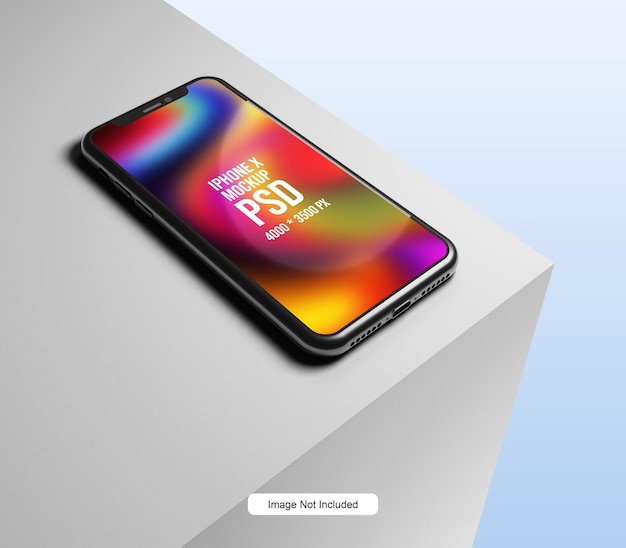 iPhone X on white background mockup PSD