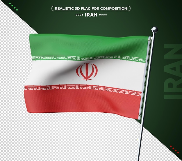 PSD iran 3d flag with realistic texture