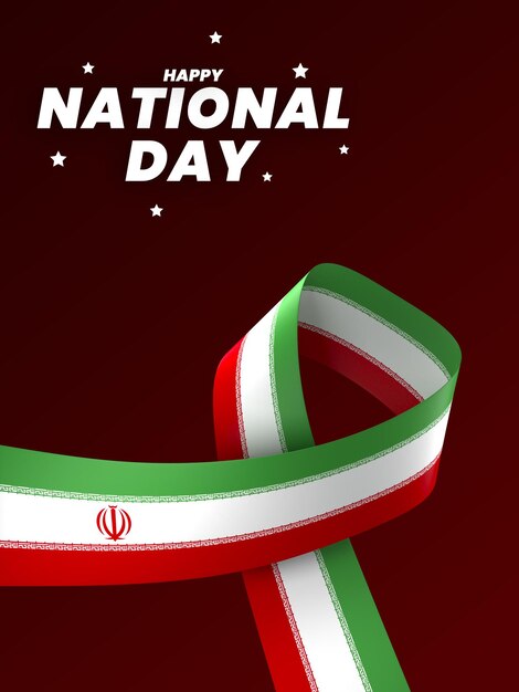 PSD iran flag element design national independence day banner ribbon psd