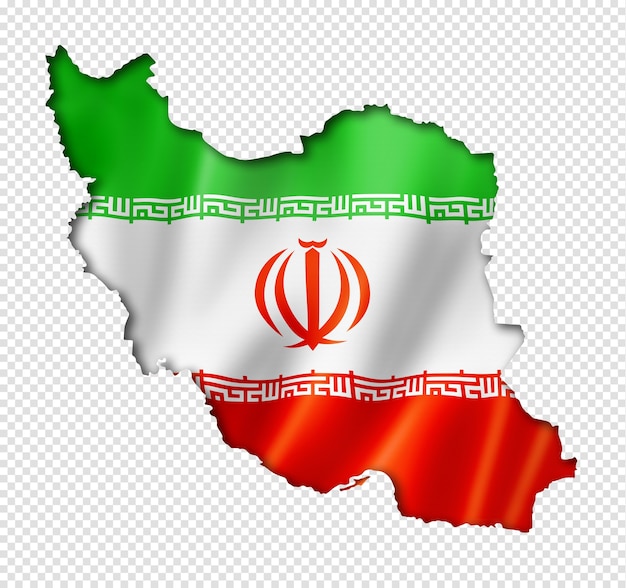 Iran flagkort i tredimensionel gengivelse isoleret