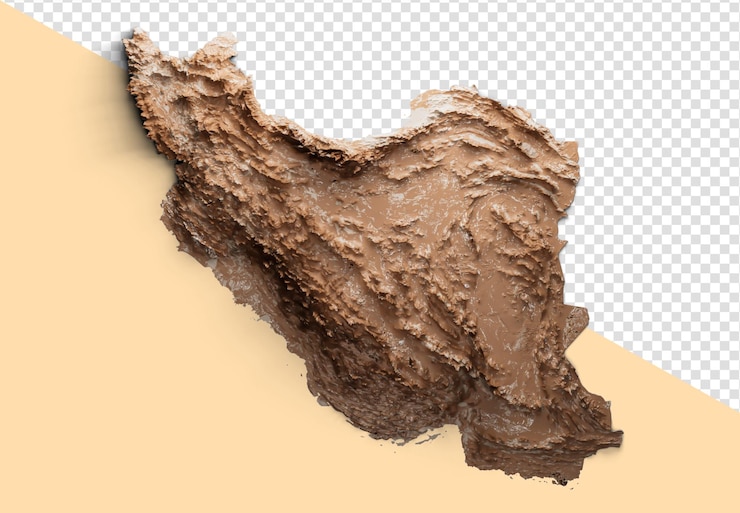 PSD iran kaart reliëf kaart van iran 3d illustratie