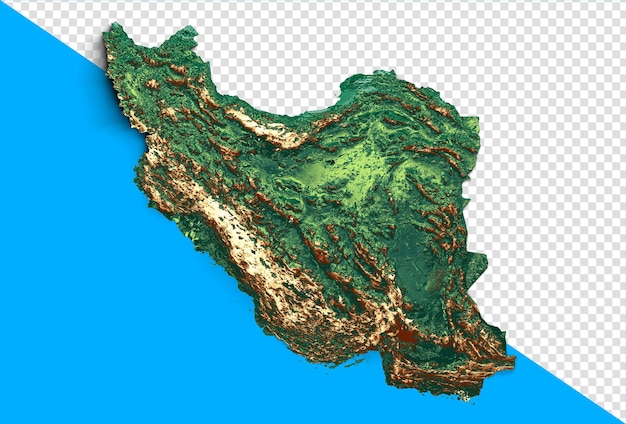 Iran Topografische kaart 3D-realistische Iran-kaart Kleur textuur en rivieren 3d illustratie