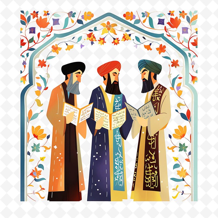PSD iranske poeter som resiterer vers design er elegant og poetisk i illustrasjon kulturbakgrunn landskapsvisning