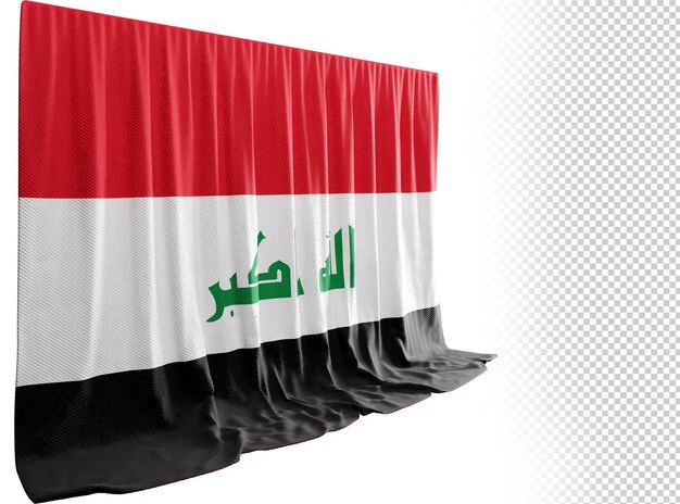 Tenda con bandiera dell'iraq in rendering 3d che celebra la resilienza dell'iraq