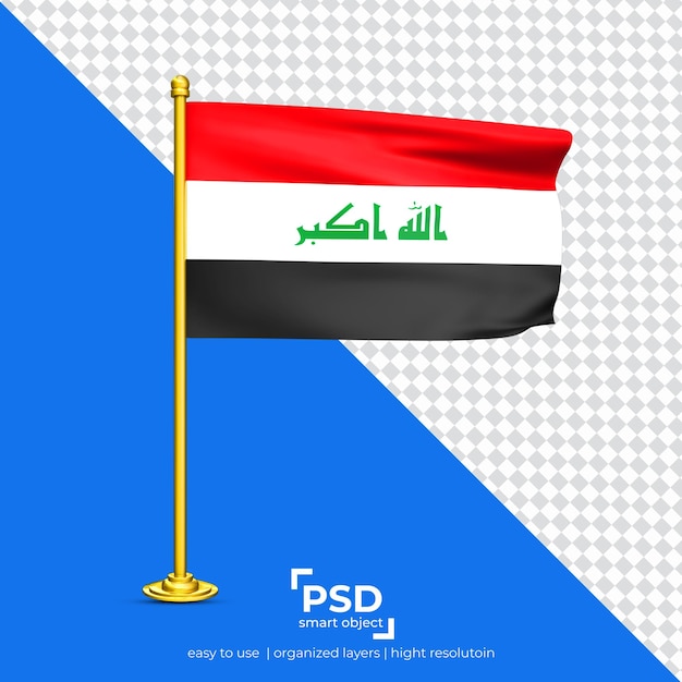 Iraq waving flag set isolated on transparent background