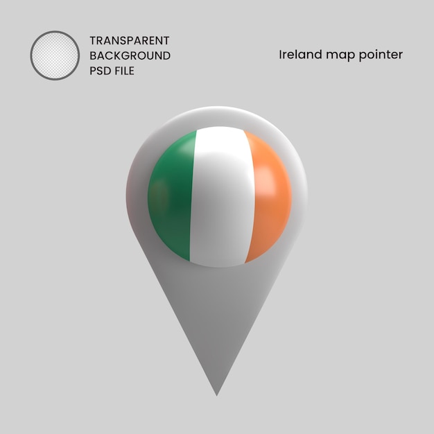 PSD icona 3d del puntatore della mappa dell'irlanda