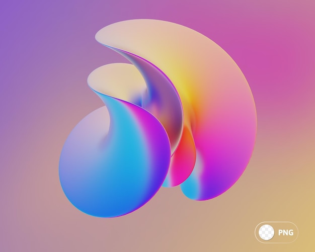 虹色の抽象的な形の 3 D イラストレーション