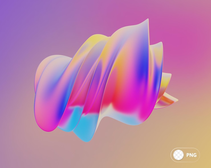 PSD iridescence abstract shape 3d illustration