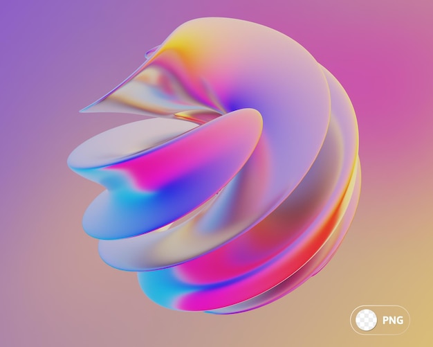 Iridescence abstract shape 3D Illustration